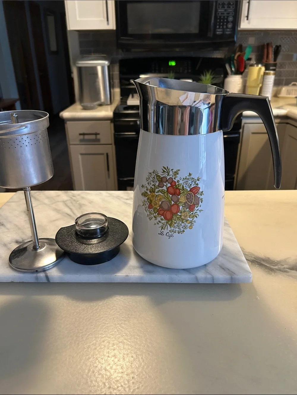 Vintage Corning Ware Spice of Life “ Le Cafe” Stove Top Percolator